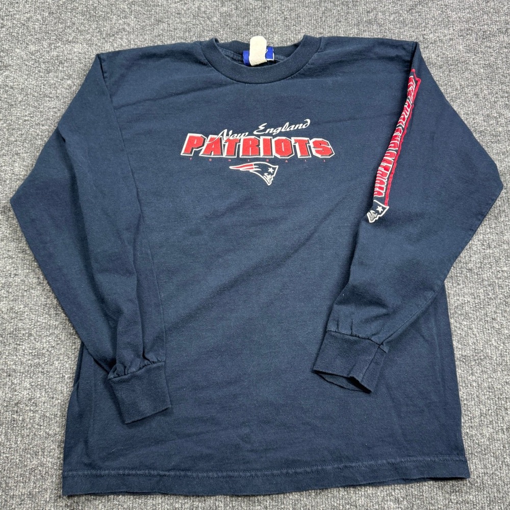 New England‎ Patriots Reebok Shirt Youth XL Navy Blue NFL Football Long Sleeve